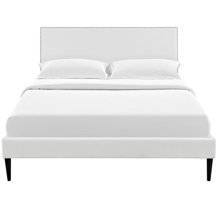 Lyka Full Vinyl Platform Bed with Round Tapered Legs - living-essentials