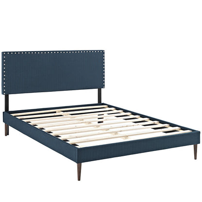 Leana Full Fabric Platform Bed with Round Tapered Legs - living-essentials