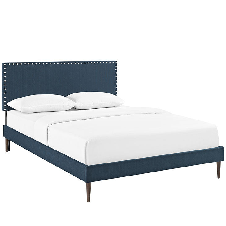 Leana Full Fabric Platform Bed with Round Tapered Legs - living-essentials