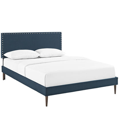 Leana Full Fabric Platform Bed with Round Tapered Legs - living-essentials