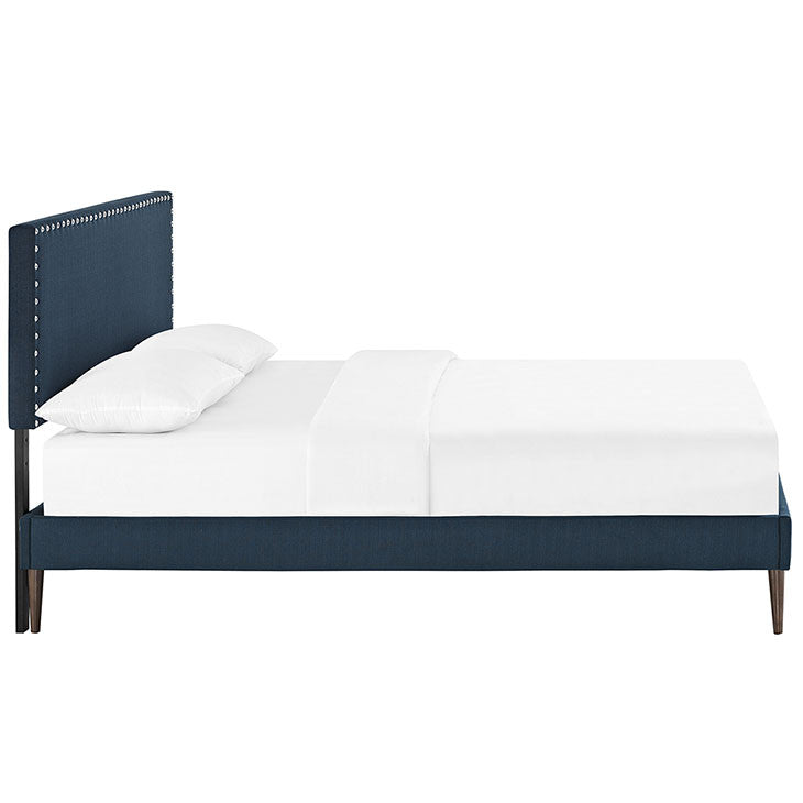 Leana Full Fabric Platform Bed with Round Tapered Legs - living-essentials