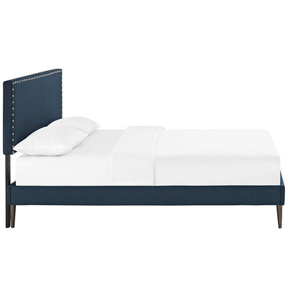 Leana Full Fabric Platform Bed with Round Tapered Legs - living-essentials