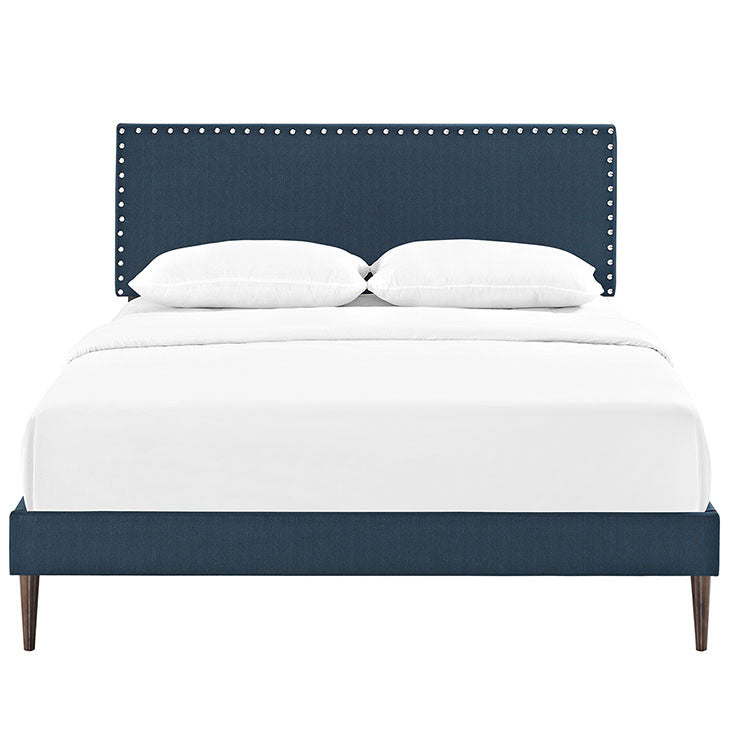 Leana Full Fabric Platform Bed with Round Tapered Legs - living-essentials