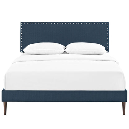 Leana Full Fabric Platform Bed with Round Tapered Legs - living-essentials