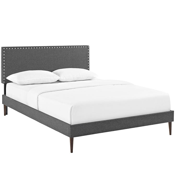 Leana Full Fabric Platform Bed with Round Tapered Legs - living-essentials