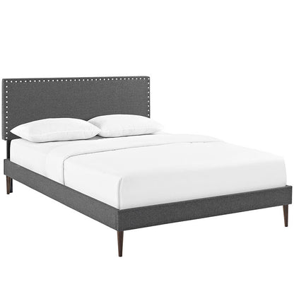 Leana Full Fabric Platform Bed with Round Tapered Legs - living-essentials