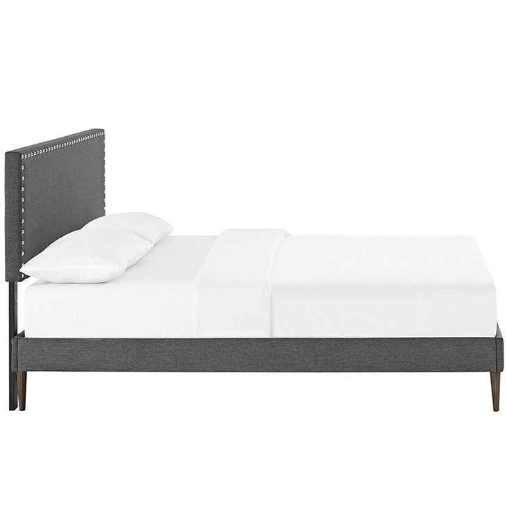 Leana Full Fabric Platform Bed with Round Tapered Legs - living-essentials