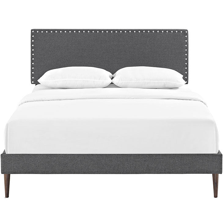 Leana Full Fabric Platform Bed with Round Tapered Legs - living-essentials