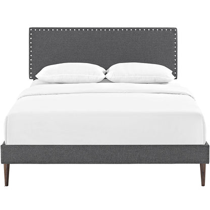Leana Full Fabric Platform Bed with Round Tapered Legs - living-essentials