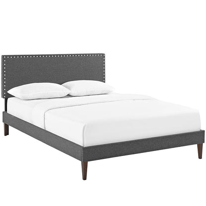 Lyka Queen Fabric Platform Bed with Squared Tapered Legs - living-essentials