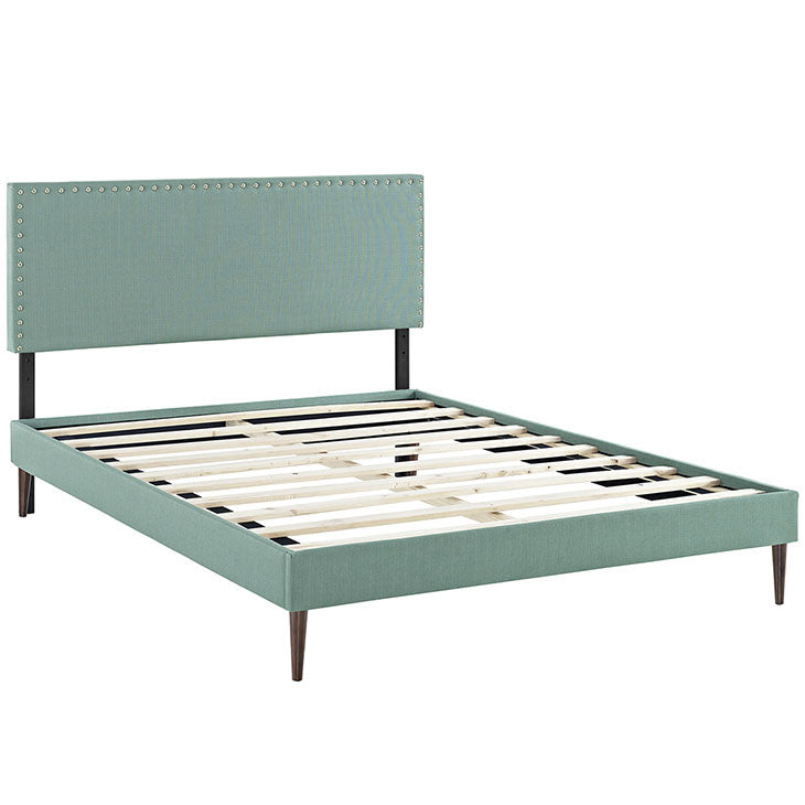 Lyka Queen Fabric Platform Bed with Round Tapered Legs - living-essentials