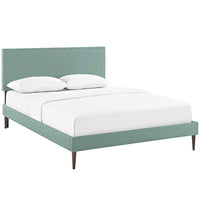 Lyka Queen Fabric Platform Bed with Round Tapered Legs - living-essentials