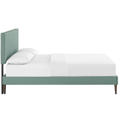 Lyka Queen Fabric Platform Bed with Round Tapered Legs - living-essentials