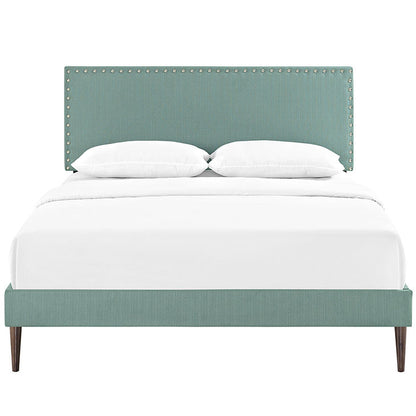 Lyka Queen Fabric Platform Bed with Round Tapered Legs - living-essentials