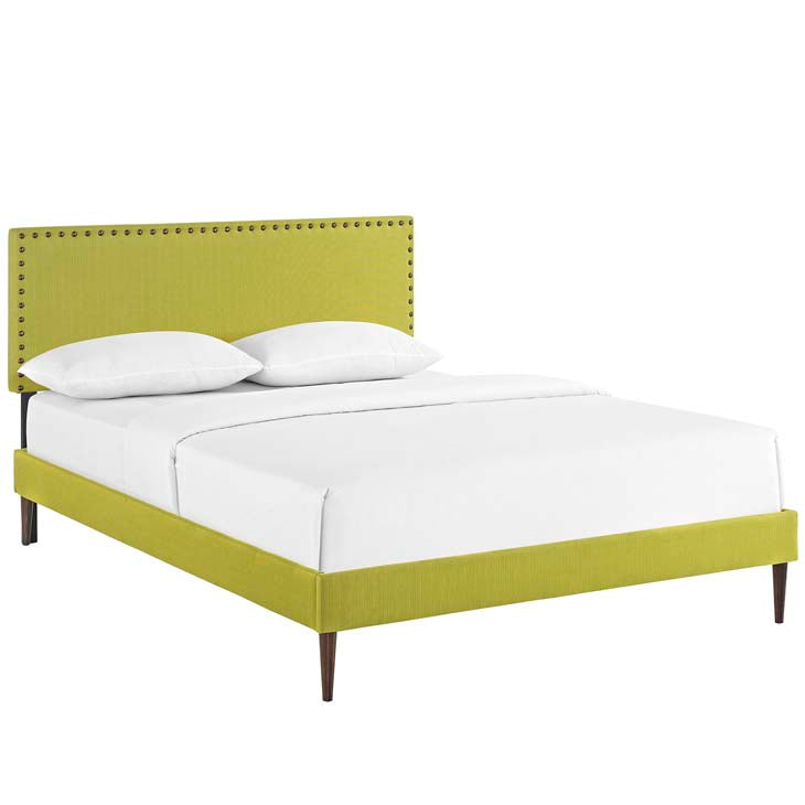Lyka Queen Fabric Platform Bed with Round Tapered Legs - living-essentials
