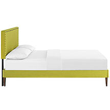 Lyka Queen Fabric Platform Bed with Round Tapered Legs - living-essentials
