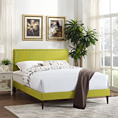 Lyka Queen Fabric Platform Bed with Round Tapered Legs - living-essentials