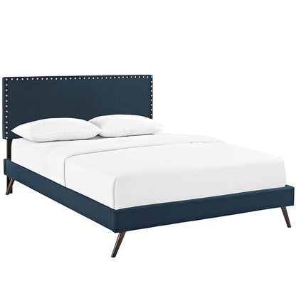 Lyka King Fabric Platform Bed with Round Splayed Legs - living-essentials