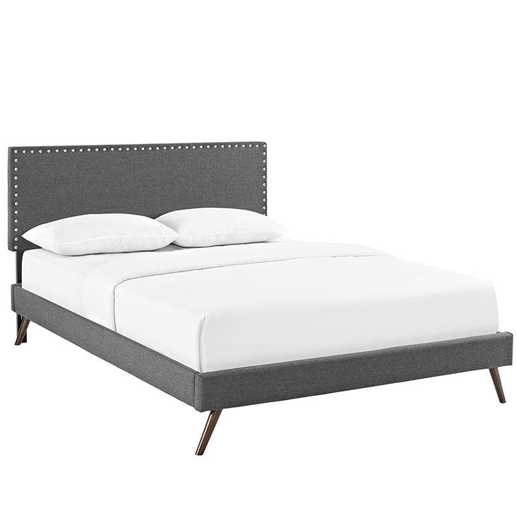 Lyka King Fabric Platform Bed with Round Splayed Legs - living-essentials