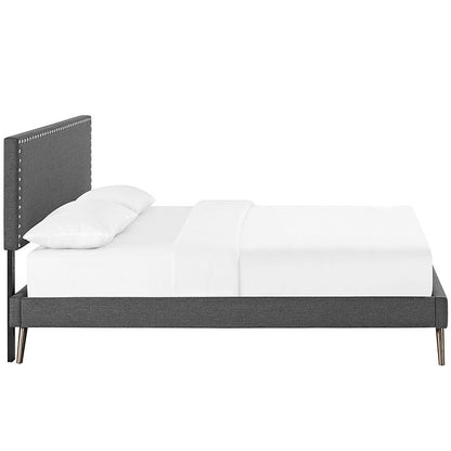 Lyka King Fabric Platform Bed with Round Splayed Legs - living-essentials