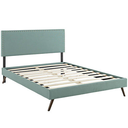 Lyka King Fabric Platform Bed with Round Splayed Legs - living-essentials