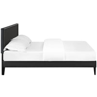 Lyka King Vinyl Platform Bed with Squared Tapered Legs - living-essentials