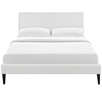 Lyka King Vinyl Platform Bed with Squared Tapered Legs - living-essentials