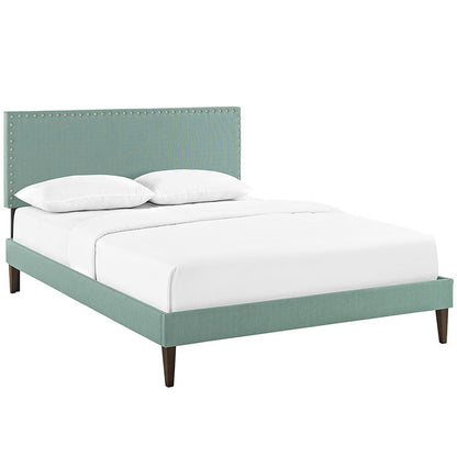 Lyka King Fabric Platform Bed with Squared Tapered Legs - living-essentials
