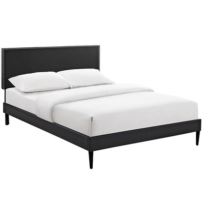 Lyka King Vinyl Platform Bed with Round Tapered Legs - living-essentials