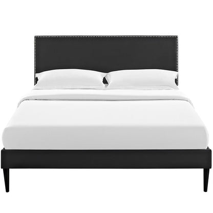 Lyka King Vinyl Platform Bed with Round Tapered Legs - living-essentials