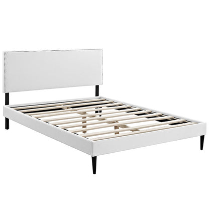 Lyka King Vinyl Platform Bed with Round Tapered Legs - living-essentials
