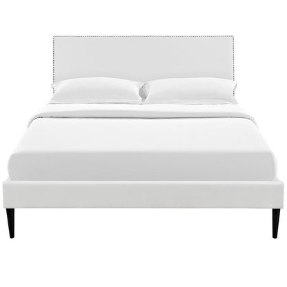 Lyka King Vinyl Platform Bed with Round Tapered Legs - living-essentials