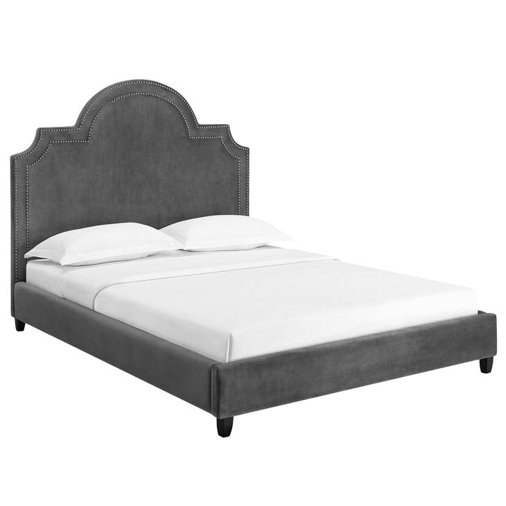 Primula Queen Performance Velvet Platform Bed - living-essentials