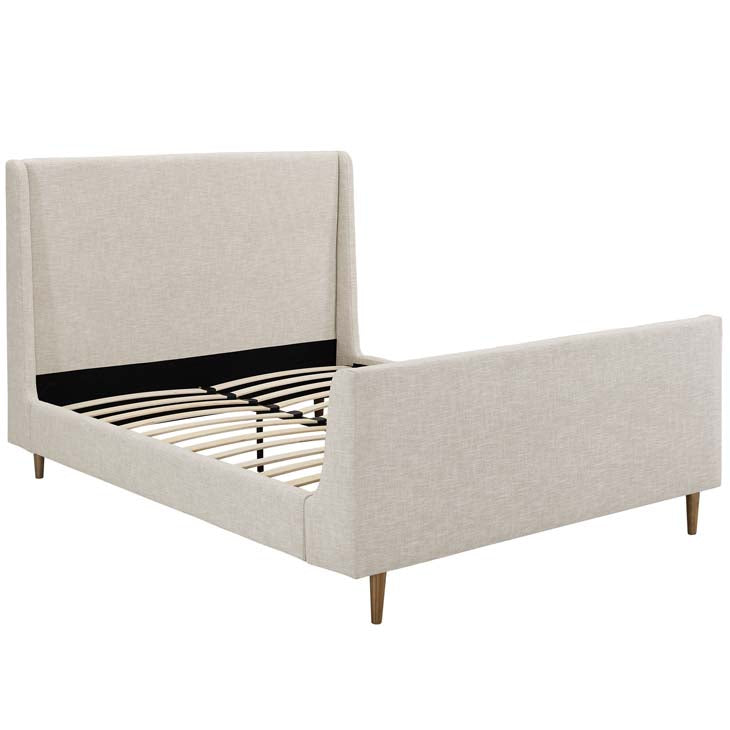 Aubree Queen Upholstered Fabric Sleigh Platform Bed - living-essentials