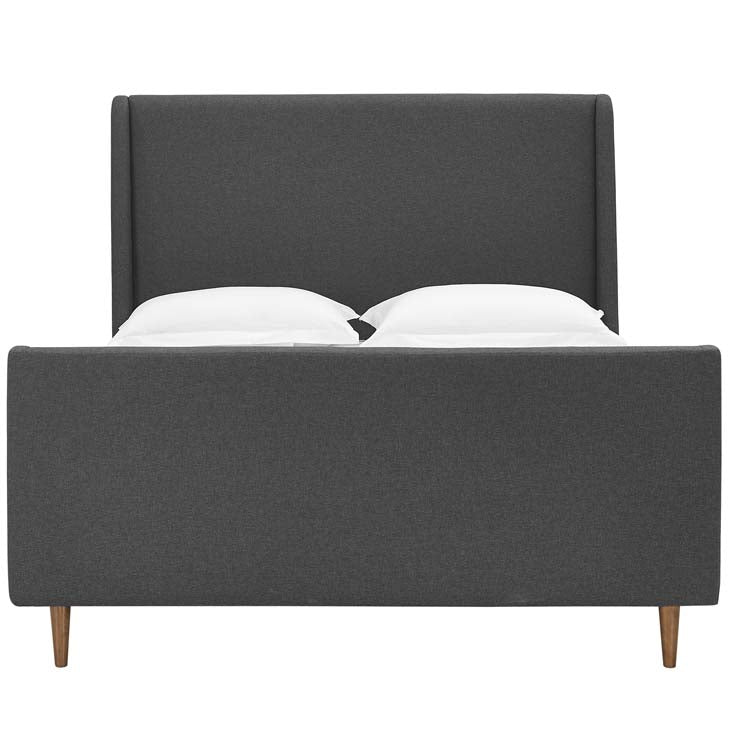 Aubree Queen Upholstered Fabric Sleigh Platform Bed - living-essentials