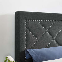 Rachel Nailhead King and California King Upholstered Linen Fabric Headboard - living-essentials