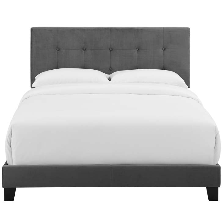 Amia Full Upholstered Velvet Bed - living-essentials