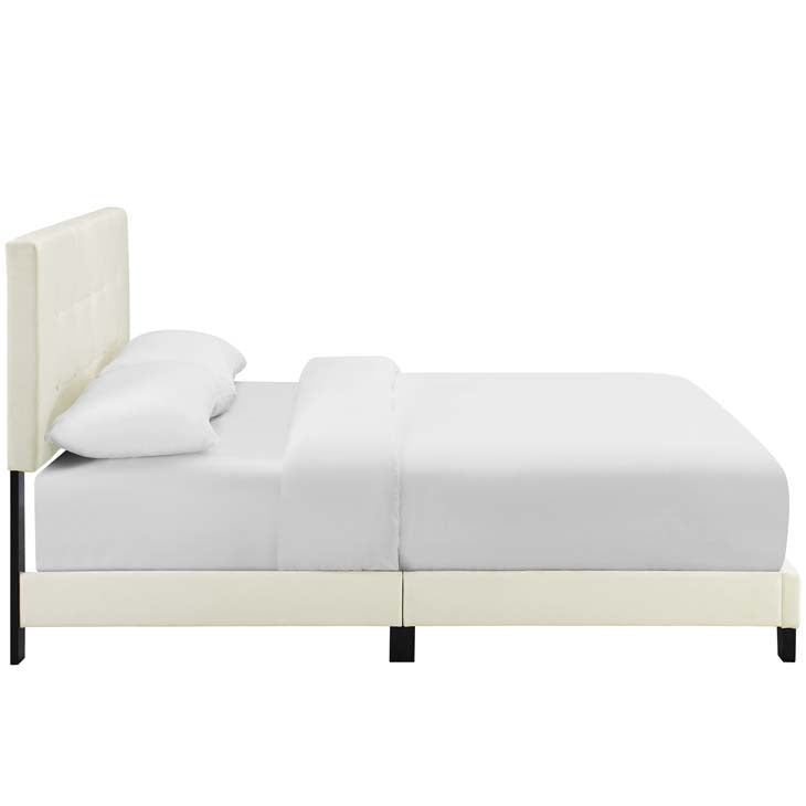 Amia Full Upholstered Velvet Bed - living-essentials