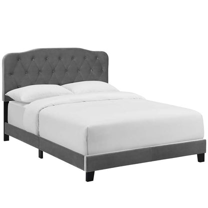 Alicia Queen Upholstered Velvet Bed - living-essentials