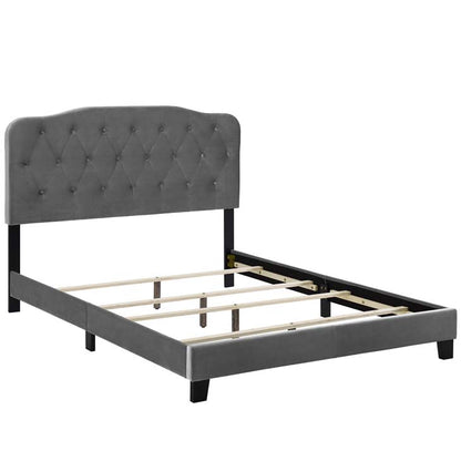Alicia Queen Upholstered Velvet Bed - living-essentials