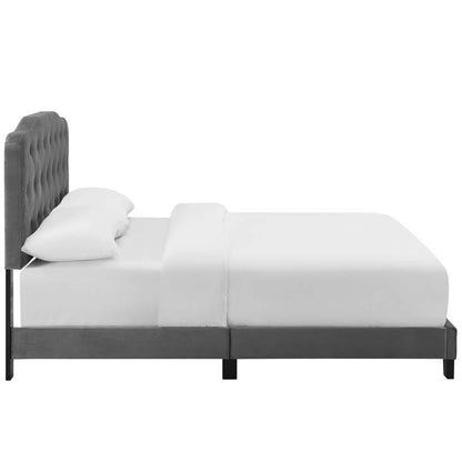 Alicia Queen Upholstered Velvet Bed - living-essentials