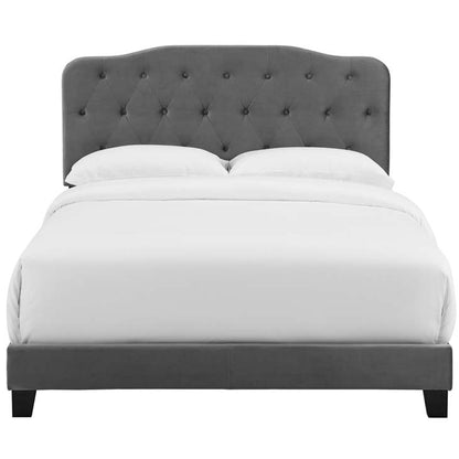 Alicia Queen Upholstered Velvet Bed - living-essentials