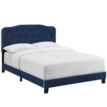 Alicia Queen Upholstered Velvet Bed - living-essentials