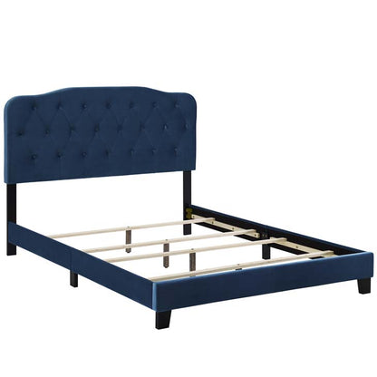 Alicia Queen Upholstered Velvet Bed - living-essentials