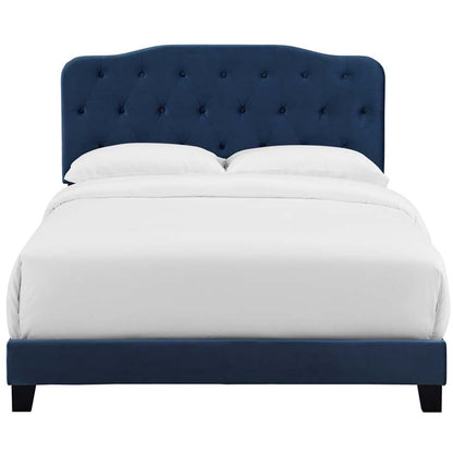Alicia Queen Upholstered Velvet Bed - living-essentials