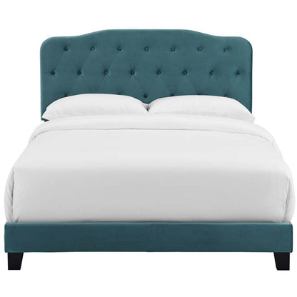 Alicia Queen Upholstered Velvet Bed - living-essentials