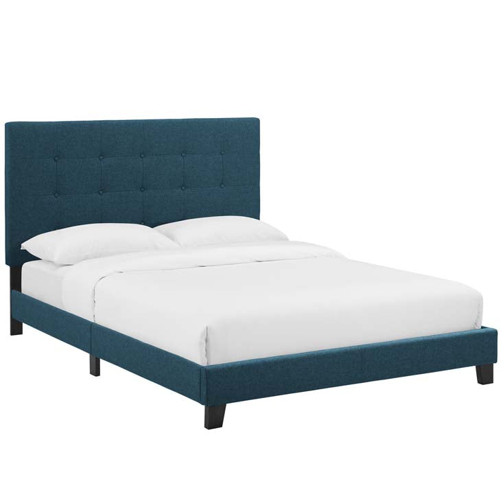 Mariah Queen Tufted Button Upholstered Fabric Platform Bed - living-essentials