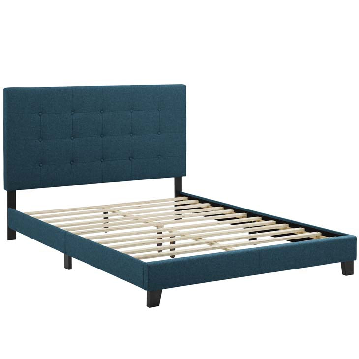 Mariah Queen Tufted Button Upholstered Fabric Platform Bed - living-essentials