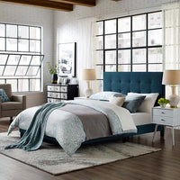 Mariah Queen Tufted Button Upholstered Fabric Platform Bed - living-essentials