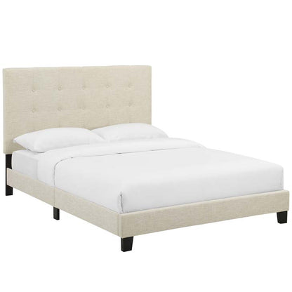 Mariah Queen Tufted Button Upholstered Fabric Platform Bed - living-essentials